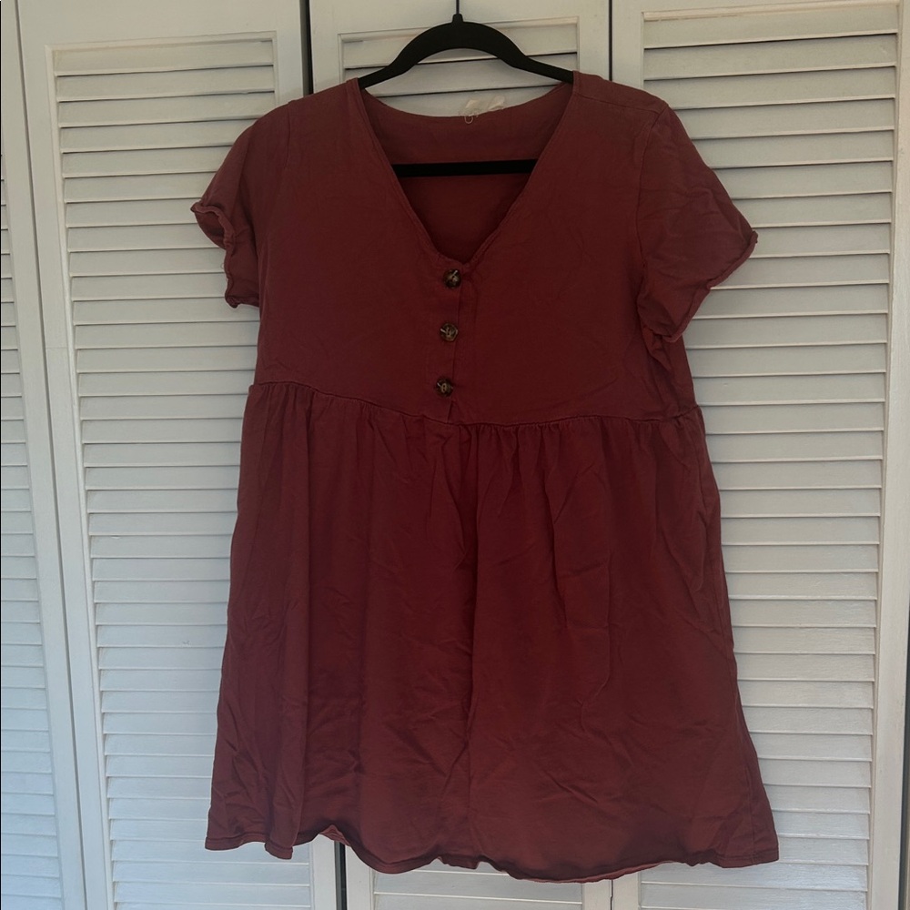 Pink Oversized Button-Front Dress